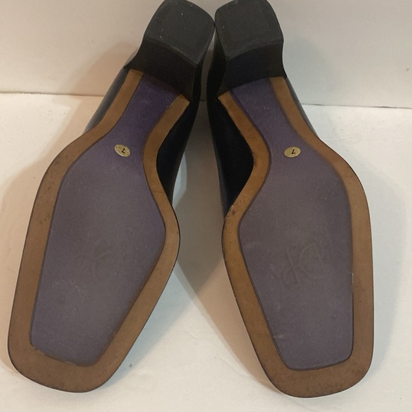 DONALD PLINER 7 M BLACK SLIP ON HEELS ELASTIC FABRIC W/ LEATHER - Picture 7 of 15